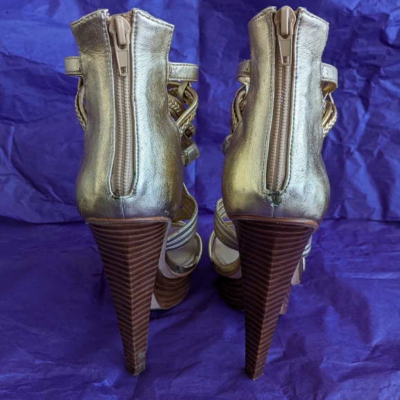 bebe Rosario Platform Heels- Gold - Picture 8 of 13